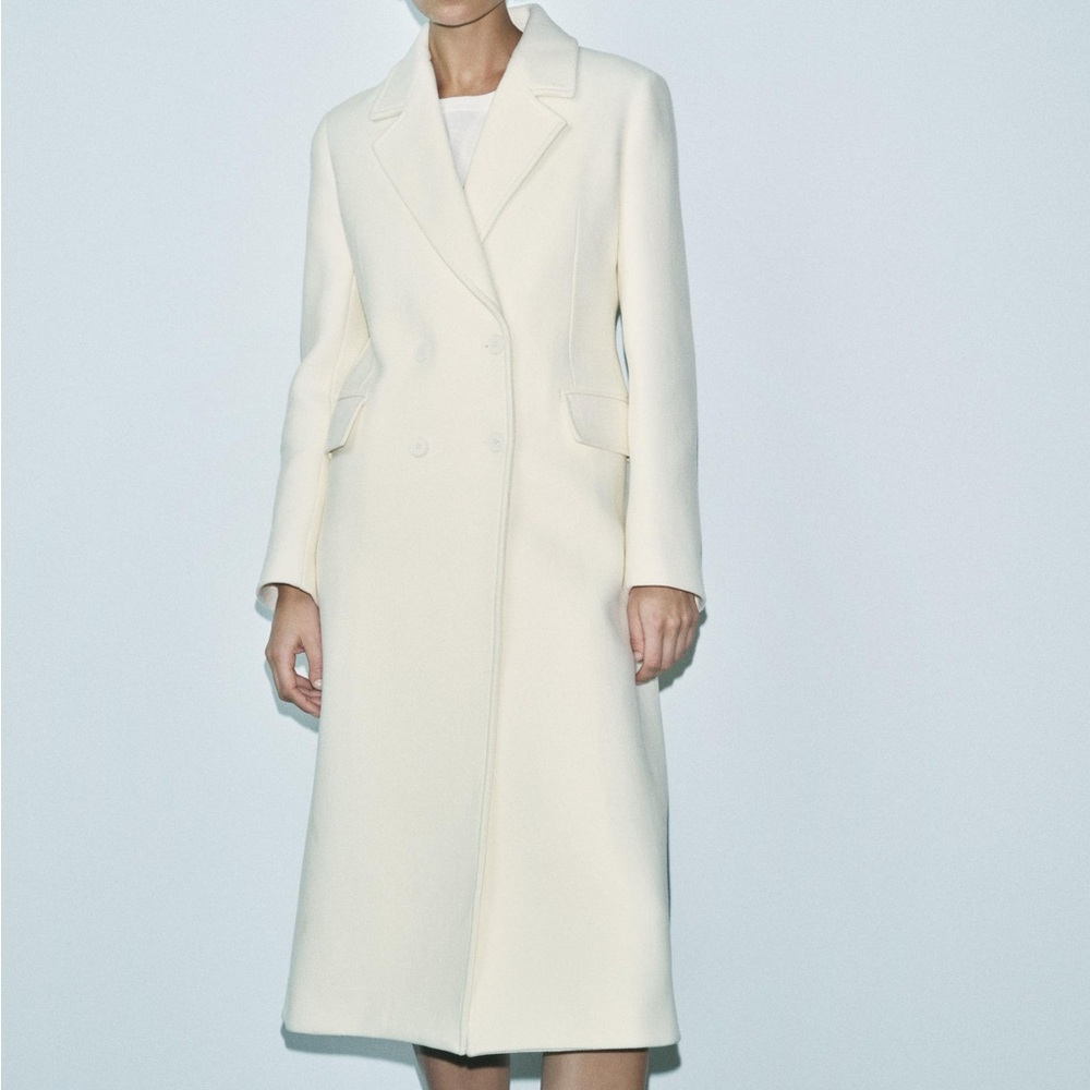 Zara Manteco Wool Double Breasted Coat.